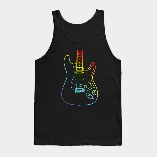 S-Style Electric Guitar Body Colorful Outline Tank Top by nightsworthy